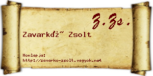 Zavarkó Zsolt névjegykártya